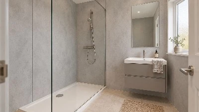 Bảng điều khiển tường phòng tắm bằng bê tông PVC màu xám rộng 1 mét